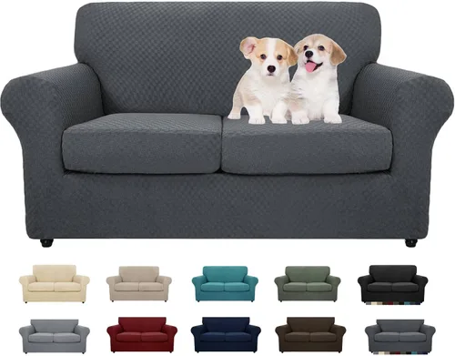 Miniatura 26 de MAXIJIN funda para sofá de 4 piezas, para sofás de 3 plazas, muy elástica, no se desliza, para perros, para mascotas, protector elástico de muebles