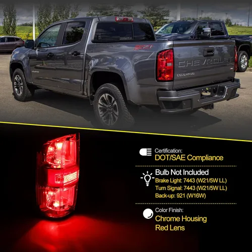 Miniatura 6 de Luz trasera para Chevy Colorado 2015-2022, lente roja, luces traseras estilo OEM, repuesto para 15-22, Colorado, 1 par 1 juego