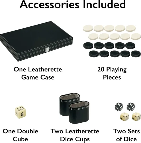 Miniatura 2 de Mainstreet Classics by GLD Products Juego de mesa Backgammon de 15 pulgadas, negro/blanco