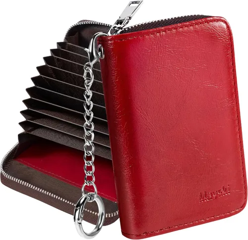 Miniatura 24 de Mayski - Cartera para tarjetas de crédito con cremallera para mujeres, tarjetero pequeño de acordeón, llavero, tarjetero para tarjetas de Manzana
