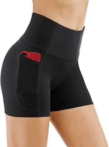 THE GYM PEOPLE - Pantalones cortos de yoga para mujer, con cintura alta, control de abdomen y bolsillos profundos, para gimnasia, entrenamiento