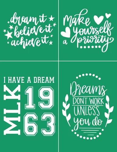 Miniatura 11 de DGAGA 17 Piezas Plantillas Inspiradoras de Serigrafía con Pasta de Tiza, Plantillas Adhesivas Motivacionales Reutilizables de Transferencias