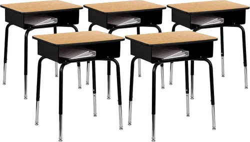 Miniatura 10 de Flash Furniture Billie - Escritorio para estudiantes – Escritorio escolar de granito gris – Marco de metal plateado – 24 pulgadas de ancho x 18