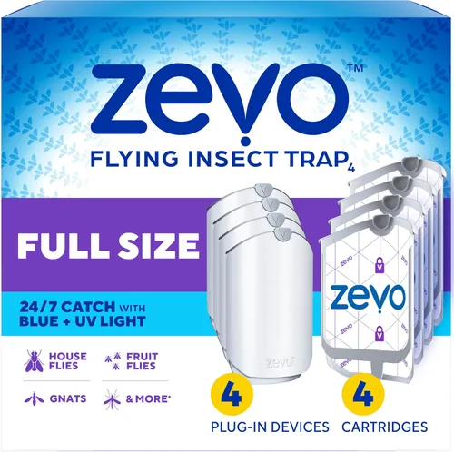 Miniatura 7 de Zevo 2 trampas para insectos voladores y 2 cartuchos de recarga. Trampa para moscas enchufable y atrapa insectos de interior para mosquitos, moscas