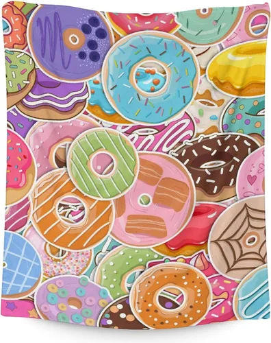 Miniatura 10 de Manta para niñas, 30 x 40 pulgadas, bonita manta de dona para niñas, manta rosa suave y mullida para sofá y oficina