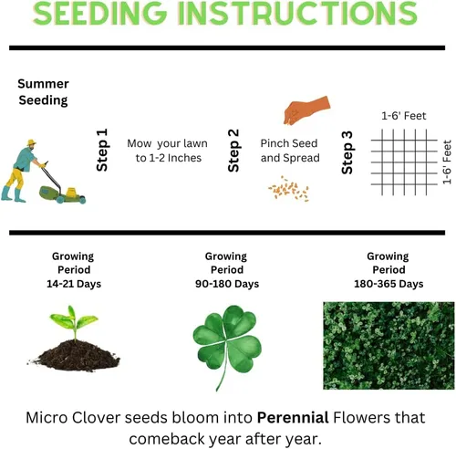 Miniatura 8 de Micro Clover - (8 onzas) recubierto de nitro, 120,000 semillas en total - Cubre hasta 1,000 pies cuadrados. Transforma tu césped con semillas