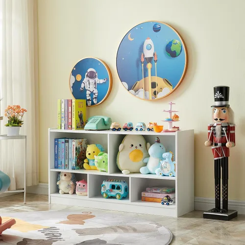 Miniatura 2 de Organizador de almacenamiento de juguetes para niños, gabinete de almacenamiento de 5 secciones para organizar libros y juguetes, estantería