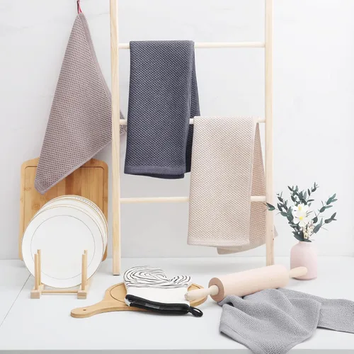 Miniatura 133 de Homaxy Trapos de cocina de 100% algodón, tejido de punto gofre, ultrasuaves, absorbentes y de secado rápido, 12 x 12 pulgadas, paquete de 6, blanco