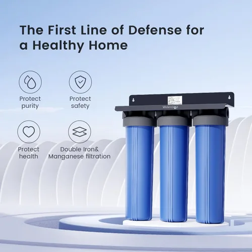 Miniatura 2 de Waterdrop Sistema de filtro de agua de 3 etapas para toda la casa, reduce el hierro y el manganeso, con filtros de carbono y sedimentos, filtración