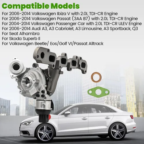 Miniatura 3 de Turbocompresor turbo 03L253010J compatible con VW Passat/Ibiza/Passenger 2.0TDI para Audi A3 Q3 Cabriolet/Limousine/Sportback 2.0L 2006-2014