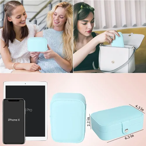 Miniatura 6 de Joyero de viaje pequeñas cajas organizadoras de joyas para mujeres y niñas estuche de viaje de 2 capas mini soporte portátil de almacenamiento