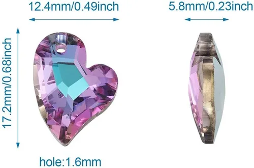 Miniatura 4 de Cuentas de cristal facetado de diamantes de imitación, Vidrio Plata Diamante de imitación, cristal Colorido#Corazón irregular