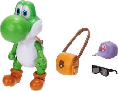 Miniatura 10 de Figuras de acción de la película Super Mario Galaxy de 5 pulgadas Serie 1 – Figura de Yoshi con sombrero, gafas de sol y accesorios de cartera