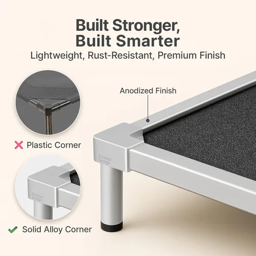 Miniatura 4 de Cama elevada para perros de tamaño mediano, aleación de aluminio a prueba de masticación, suministros resistentes para perros, cuna elevada