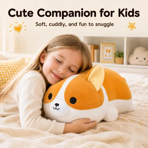 Miniatura 4 de Corgi - Peluche suave de perro Corgi, lindo Shiba Inu Akita, almohada de felpa para niños y niñas (15.7 pulgadas/15.7 in)