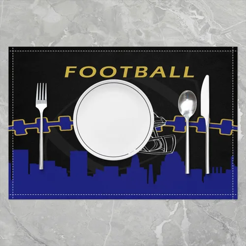 Miniatura 2 de Erosebridal Juego de 4 manteles individuales personalizados de fútbol de 12 x 18 pulgadas, manteles individuales para adultos, manteles individuales