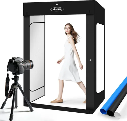 Miniatura 11 de Caja de luz para estudio fotográfico de 32"x32" con 100 LED y 6 fondos de colores, caja de fotos con luces, caja de imagen plegable para fotografía