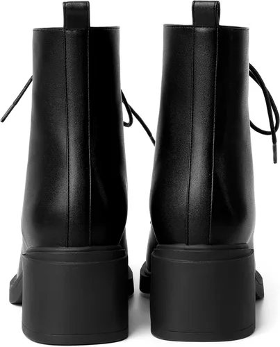 Miniatura 108 de ROSERWISH Botas altas de tacón bajo y grueso para mujer, con cordones, cómodas, modernas, con puntera redonda, de 2.5 pulgadas