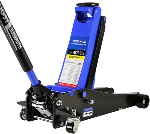 Miniatura 11 de LKTART Gato hidráulico de piso de perfil bajo de 3 toneladas con rango de elevación de pistón dual 3.3"-18.5" Bomba doble azul 3.0T 3.3"-18.5