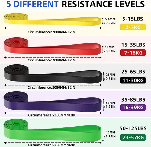 Miniatura 2 de Juego de Bandas de Resistencia Pull Up para Entrenamiento, 8 PC Bandas de Ejercicio Largas y Bandas de Tela para Glúteos para Entrenamiento