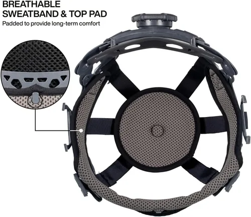 Miniatura 6 de Klein Tools Type 2 Hard Hat, Vented Full Brim, Class C, 6-Point Suspension with Accessory Mounts, Washable Padding, and Rechargeable Headlamp