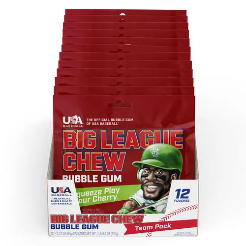 Miniatura 17 de Big League Chew Big Rally Blue - Goma de mascar de frambuesa azul intenso Perfecto para juegos de béisbol, equipos, concesiones, fiestas y más