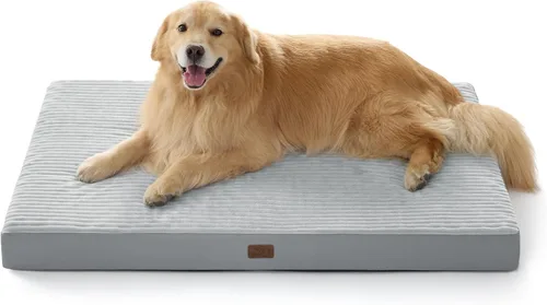 Miniatura 15 de Bedsure ComfyFleece - Camas ortopédicas para perros de gran tamaño para jaula con funda extraíble para máquina, no impermeable, alfombrilla de Gris