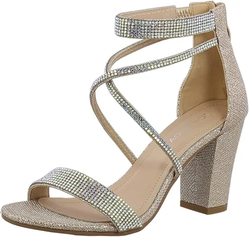TOP Moda - Sandalias de tacón alto con correa de tobillo y puntera abierta