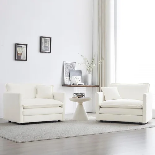 Miniatura 5 de mikibama Sofá de una plaza de 41.4 pulgadas, sillón cómodo tapizado profundo de chenilla con almohada decorativa para sala de estar, dormitorio