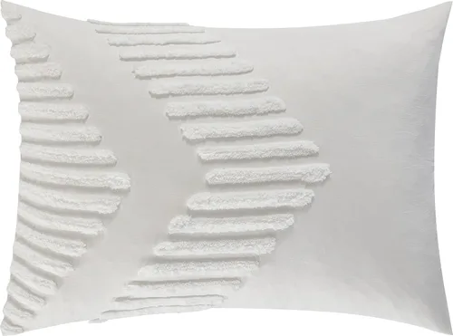 Miniatura 7 de Grand Avenue Juego de edredón bordado copetudo, tamaño Queen, juego de ropa de cama de 7 piezas, color blanco, ultrasuave, almohadas y fundas