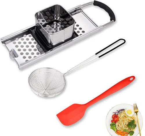 Miniatura 9 de Spaetzle Maker de acero inoxidable de grado premium ensanchado mango de plástico hecho en casa bola de masa de fideos de huevo tamaño perfecto