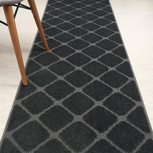 Miniatura 12 de Alfombra de pasillo de longitud personalizada, antideslizante, 26 pulgadas de ancho x tu elección de longitud, azul damasco, 26 pulgadas x 3 pies