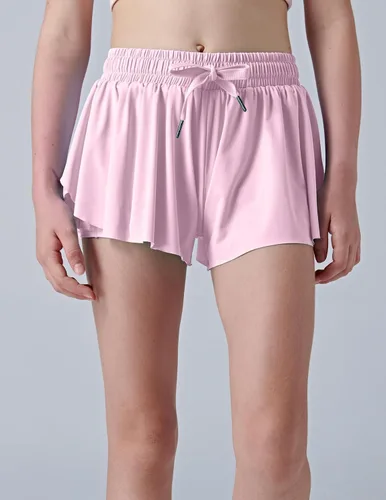 Miniatura 98 de Paquete de 3 pantalones cortos fluidos para niñas con forro de elastano, 2 en 1, faldas de mariposa para jóvenes, para fitness, correr, deportes