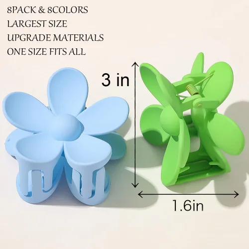 Miniatura 2 de Pinzas para el cabello de flores, 8 unidades, pinzas grandes para mujeres y niñas, cabello grueso y delgado, agarre fuerte, antideslizante, gran