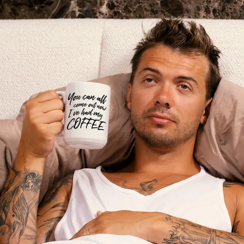 Miniatura 8 de Taza de café divertida con texto en inglés "Come Out Now"; bonita taza de cerámica blanca de 15 onzas con un eslogan genial; gran regalo único