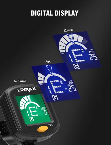 Miniatura 3 de Afinador de guitarra LT-1, afinador de clip para guitarra, bajo, ukelele, violín, viola, banjo, mandolina, afinador cromático con pantalla LCD