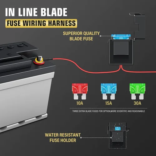 Miniatura 2 de RIGIDON Kit de mazo de cables de barra de luz LED, interruptor basculante de 12 V, 18 AWG, relé de alimentación, cable automotriz para barra de luz
