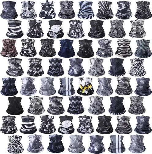 60 piezas de polaina de cuello a granel para hombres y mujeres, pasamontañas, cubrebocas, sin costuras, bandana, protección UV, bufanda para el
