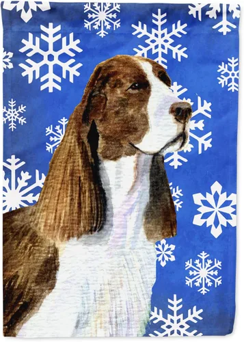Miniatura 32 de Caroline's Treasures SC9374GF Bulldog English Snow flakes Holiday Garden Flag Buzón Bandera decorativa para patio exterior, patio, obras de arte