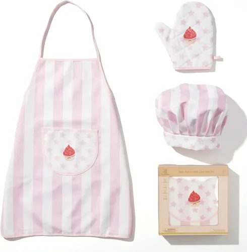 Miniatura 8 de Juego de delantal y gorro de chef para niños, 3 piezas, kits de cocina y horneado para niños, juguete de juego de roles para niños, regalo de cocina