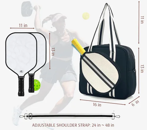 Miniatura 6 de Bolsa deportiva de pickleball con soporte para raqueta, neopreno, correa de hombro ajustable