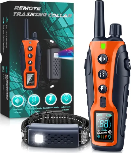 Miniatura 9 de Collar de choque para perros 2 perros (15-150 libras) con luz intermitente para paseos nocturnos, collar de entrenamiento de perro de 4500 pies
