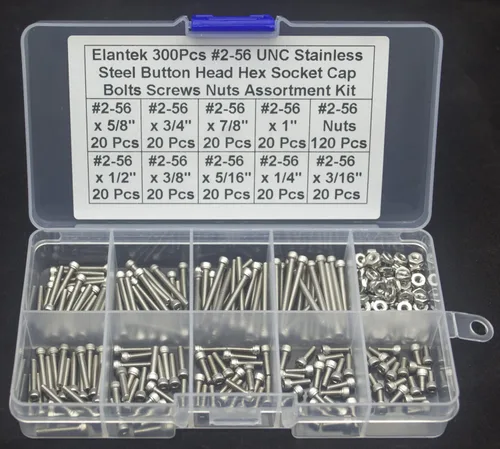 Miniatura 2 de #2-56 UNC Kit surtido de tornillos de cabeza hexagonal de acero inoxidable