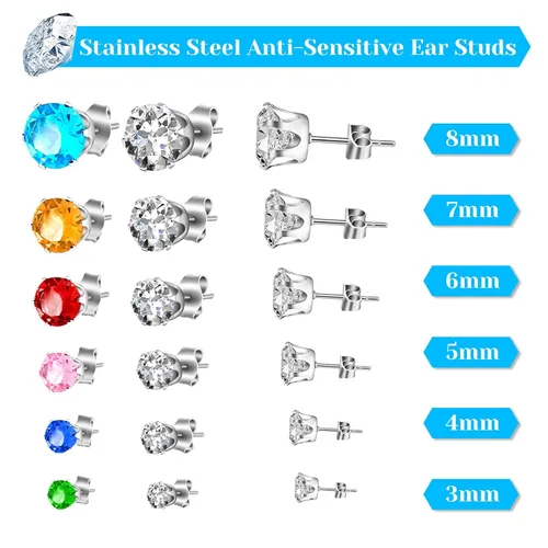 Miniatura 2 de Kit de pistola de perforación de oreja reutilizable, pistola profesional de perforación de oreja con aretes de acero inoxidable, aretes de cristal