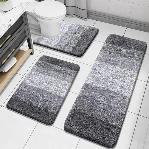 Miniatura 13 de Arotive - Juego de alfombras de baño de 3 piezas, alfombras de baño extra suaves y absorbentes, alfombrillas de baño lavables a máquina y que se