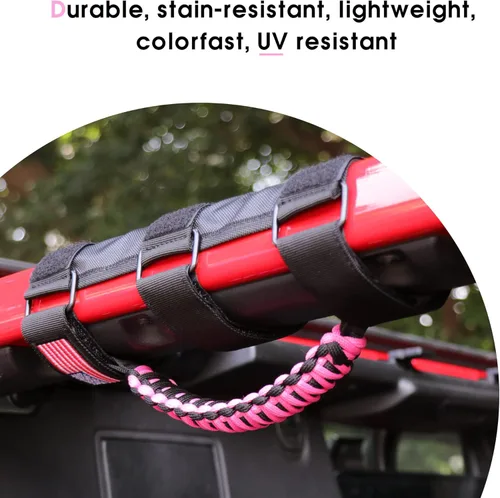 Miniatura 4 de sukemichi Asas de agarre para barra de agarre para Jeep Wrangler Accesorios TJ JK JL Gladiator JT UTV ATV – Hebilla de metal mejorada, rosa, paquete