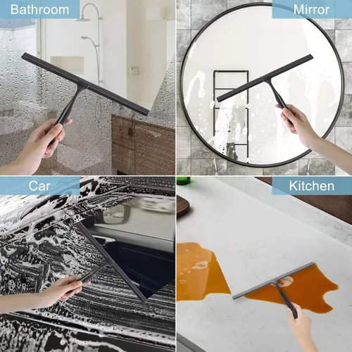 Miniatura 7 de LUXEAR Escobilla de ducha, escobilla de 12 pulgadas para puerta de cristal de ducha, escobilla de acero inoxidable multiusos para baño, puertas