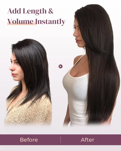 Miniatura 6 de LONAI 6 extensiones de cabello con clip, 24 pulgadas de largo, lacio, sintético, postizo para mujer, rubio ceniza natural