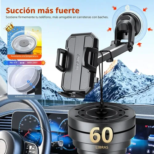 Miniatura 3 de SUUSON Soporte de teléfono 3 en 1 mejorado para automóvil [potente succión] Soporte de teléfono para salpicadero de automóvil, parabrisas