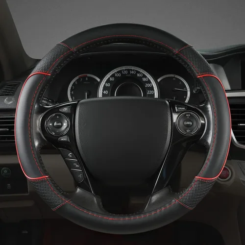 Miniatura 2 de GIANT PANDA Funda de volante para Honda Civic (2006-2015), CR-Z, Insight, S2000 (línea negra y roja, tamaño pequeño)